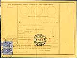 Bollettino di pacco di periodo regno 1926 retro
